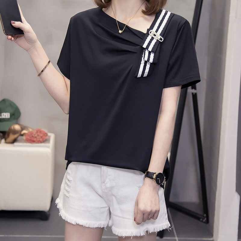 全2色 半袖Ｔシャツ シャーリング 切り替え 體型カバー 著痩せ 【大きいサイズあり】 2XL ブラック