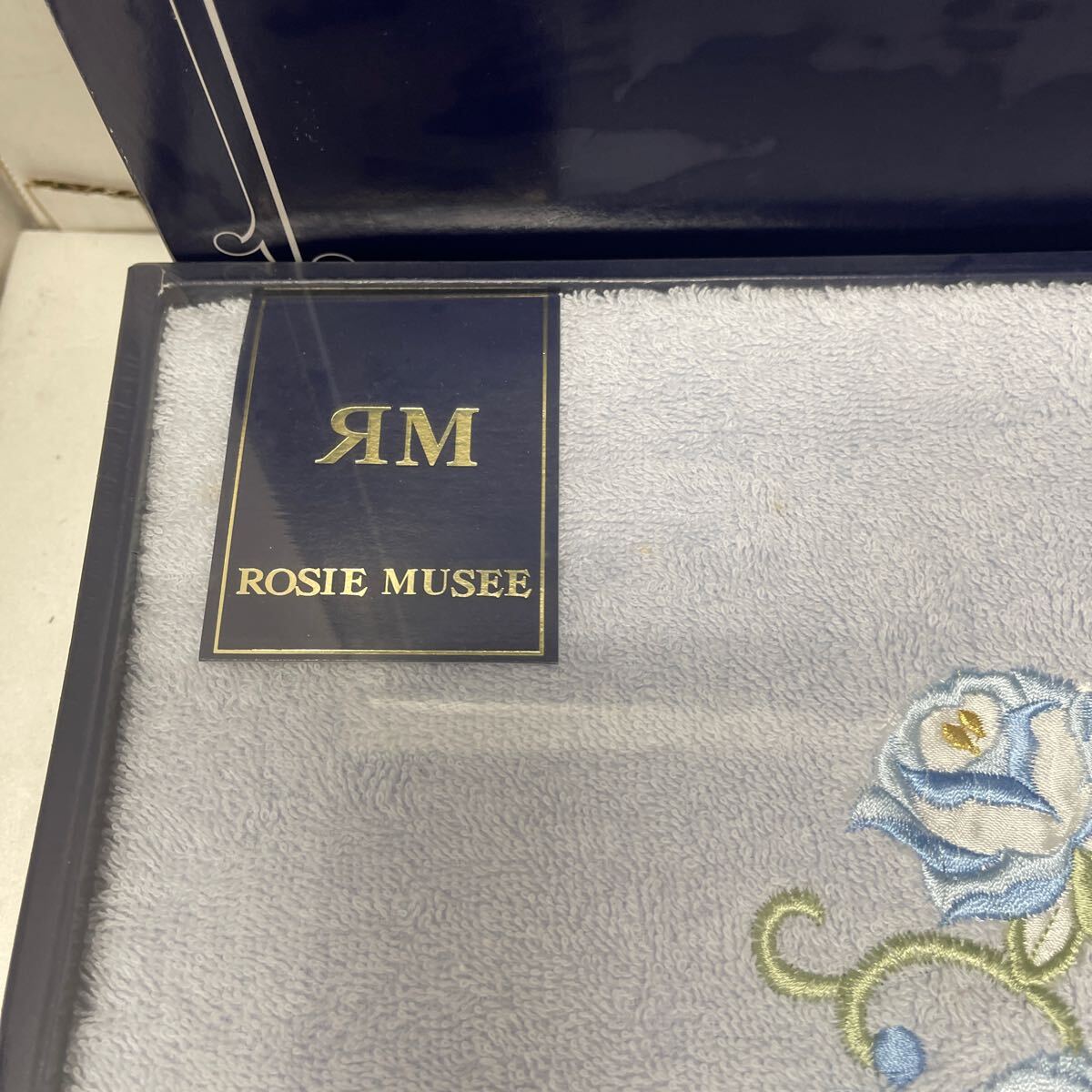 * ROSIE MUSEE отель specification плотная ткань отделка полотенце широкий & длинный размер банное полотенце 1 листов 80×140cm голубой хлопок 100 цветочный принт не использовался товар *