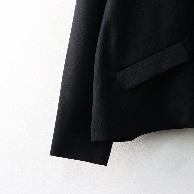 未使用 定価2.7萬 ユティリテ utilite SUPER 100s WOOL ギャバストレッチVネックショートジャケット F/ブラック ウール【2400014429374】