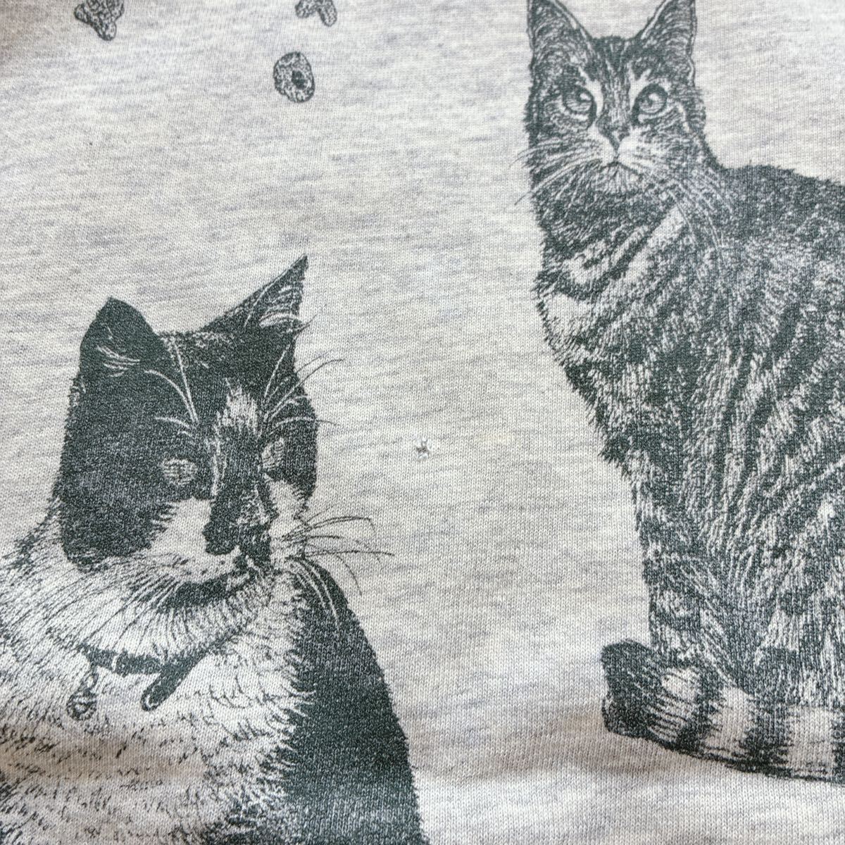 90s USA制 貓 総柄 シングルステッチTシャツ 両面プリント 大判プリント オールオーバープリント AOP CAT XL 
