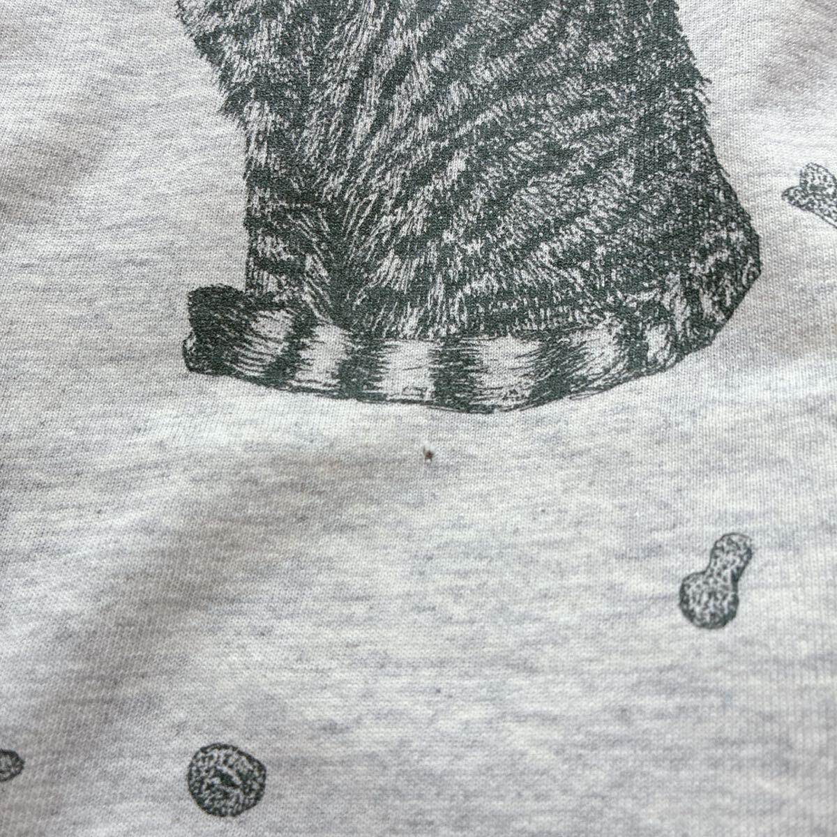 90s USA制 貓 総柄 シングルステッチTシャツ 両面プリント 大判プリント オールオーバープリント AOP CAT XL 