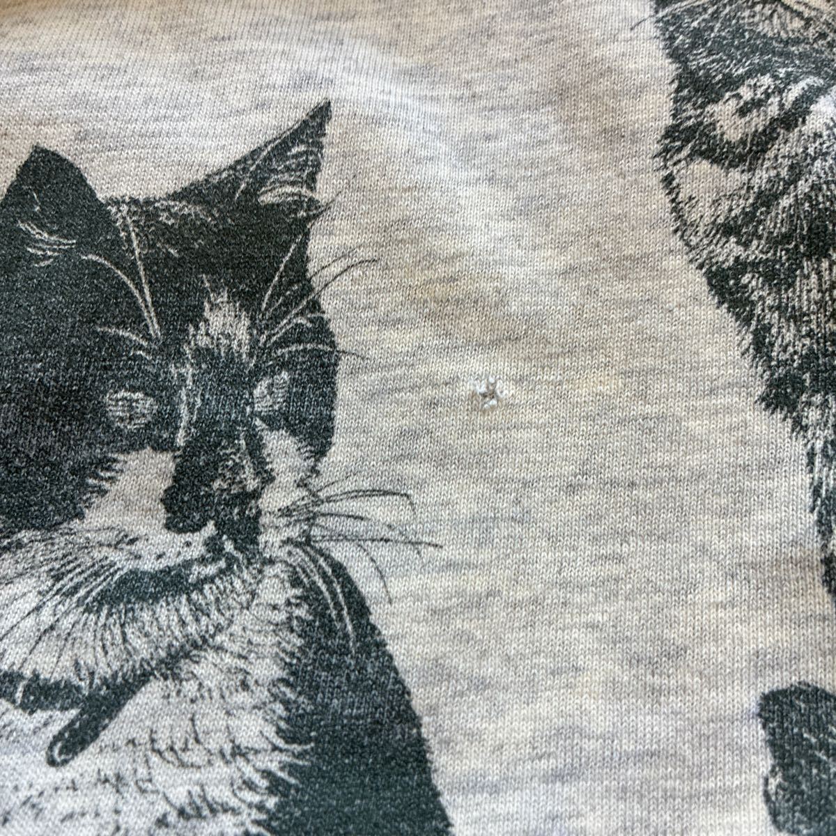 90s USA制 貓 総柄 シングルステッチTシャツ 両面プリント 大判プリント オールオーバープリント AOP CAT XL 