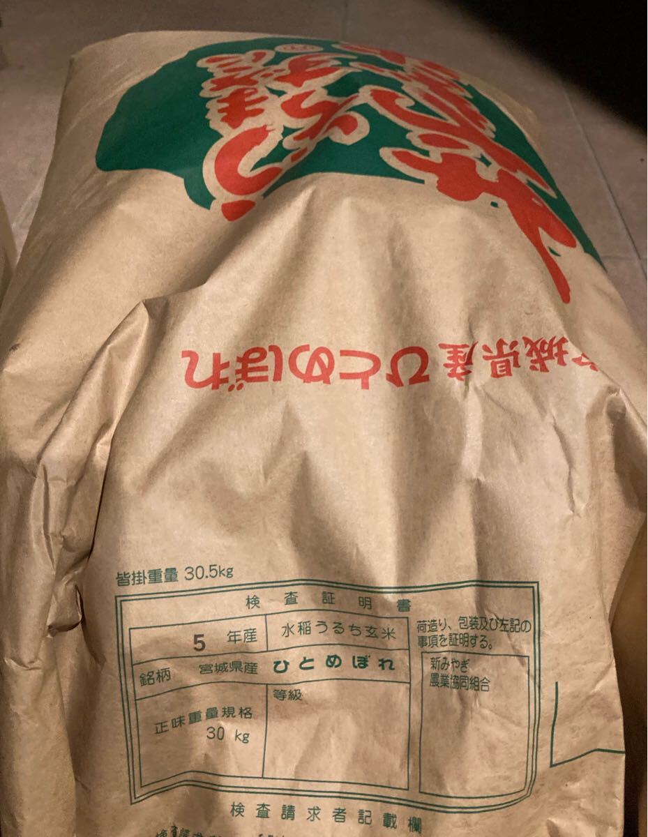 令和5年産 宮城県産 ひとめぼれ 一等米 玄米 30kg 送料無料