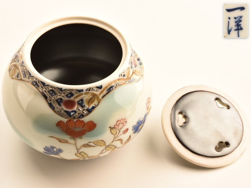 品質のいい 琴》送料無料 山本一洋作 純プラチナ彩香炉 「渓流双鳥」 共箱 その他