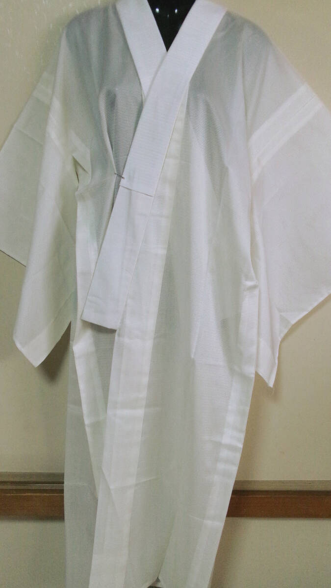 102【夏】未使用品※絽※半衿付き※生成色※無地※正絹※駒絽※単衣袖※単衣※長襦袢 丈125,5 裄64