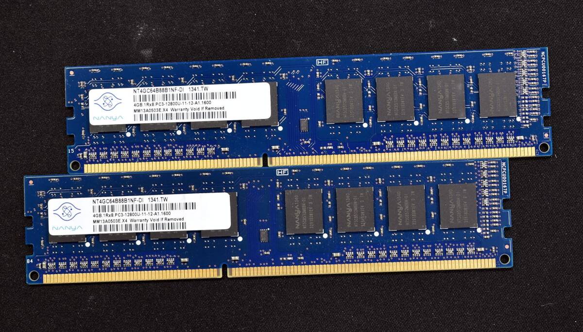 4GB 2枚組 (合計 8GB) PC3-12800 PC3-12800U DDR3-1600 240pin non-ECC UDIMM 1Rx8 デスクトップPC用 NANYA (管:SA6290 x2s