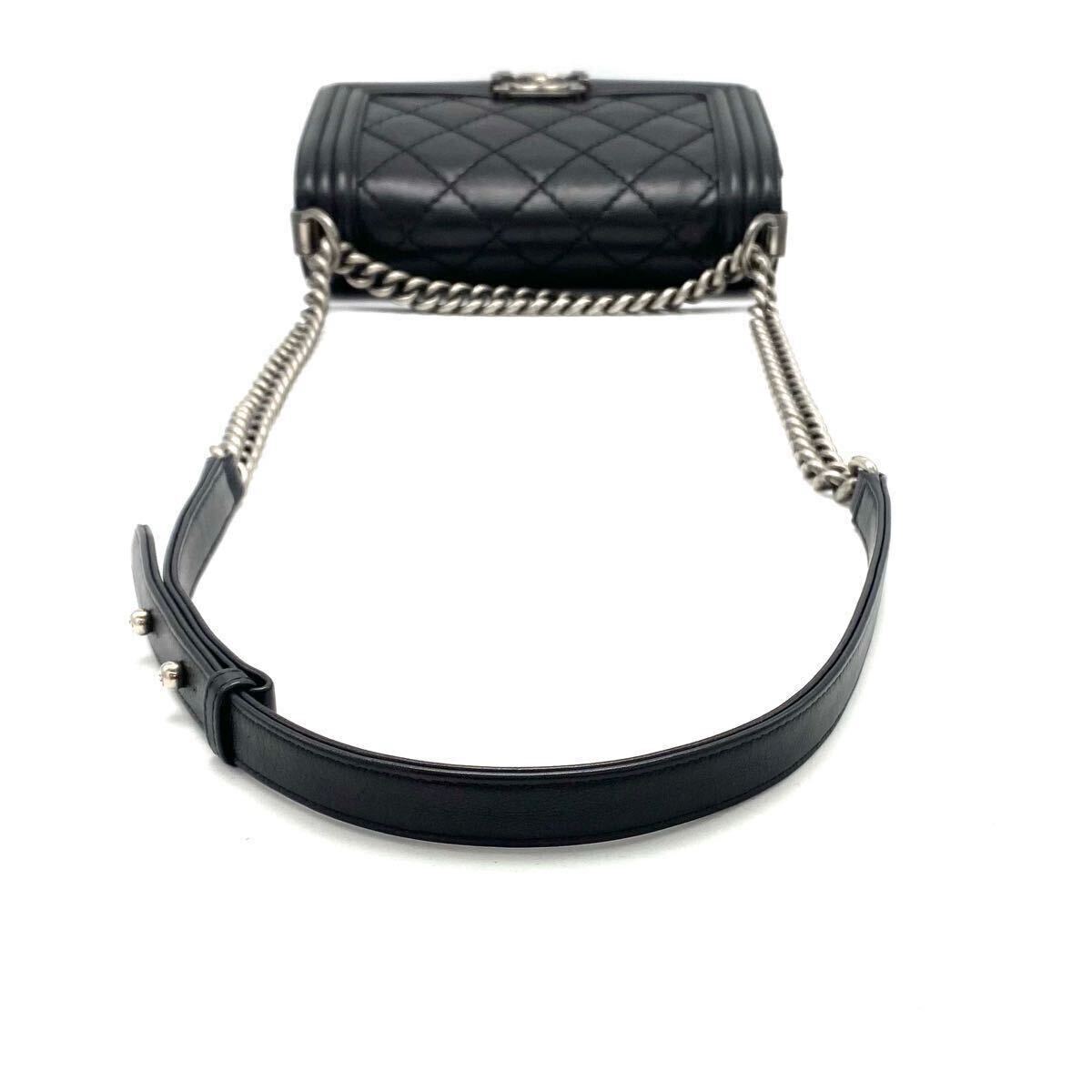 1円 良品 CHANEL ボーイシャネル マトラッセ ココマーク レザー チェーン ハンド ショルダー バッグ eH04107H