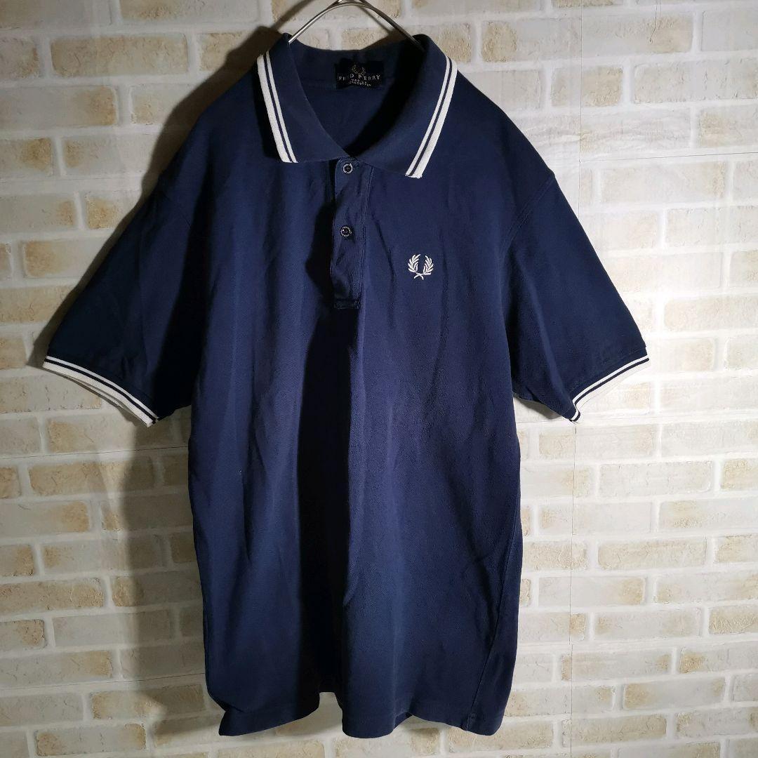 フレッドペリー FRED PERRY ポロシャツ 半袖 ネイビー リブライン