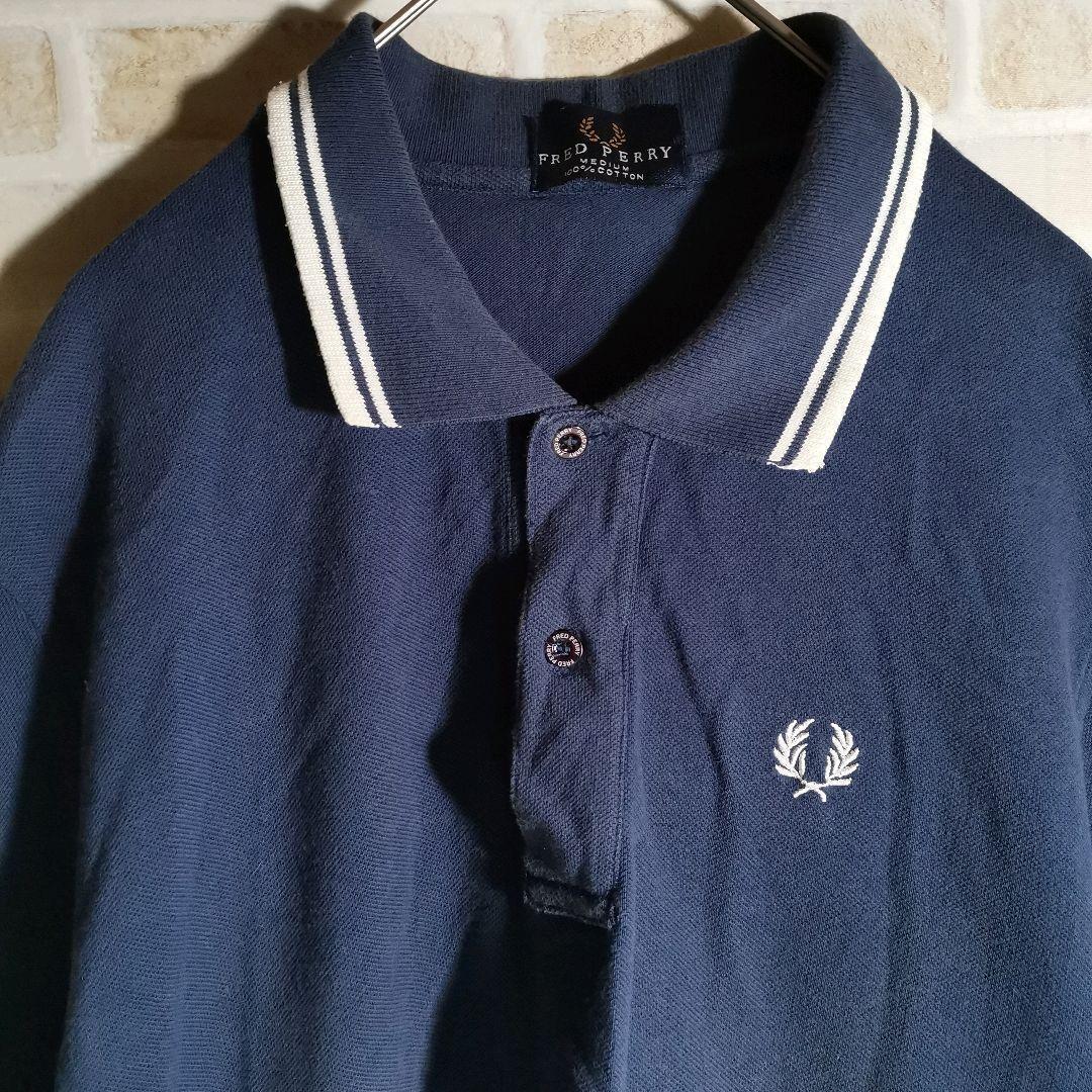 フレッドペリー FRED PERRY ポロシャツ 半袖 ネイビー リブライン