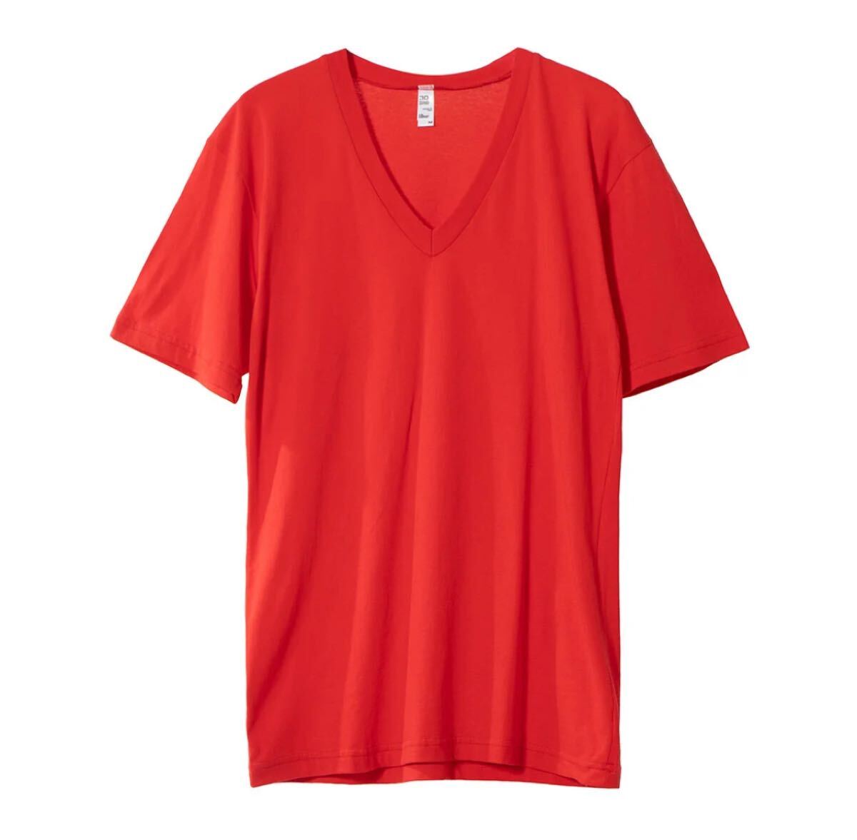 (送料無料)新品未使用品 ロサンゼルスアパレル ユニセックス VネックTシャツ ☆カラー レッド ☆サイズ L 著丈 約71㎝、胸囲 約106㎝