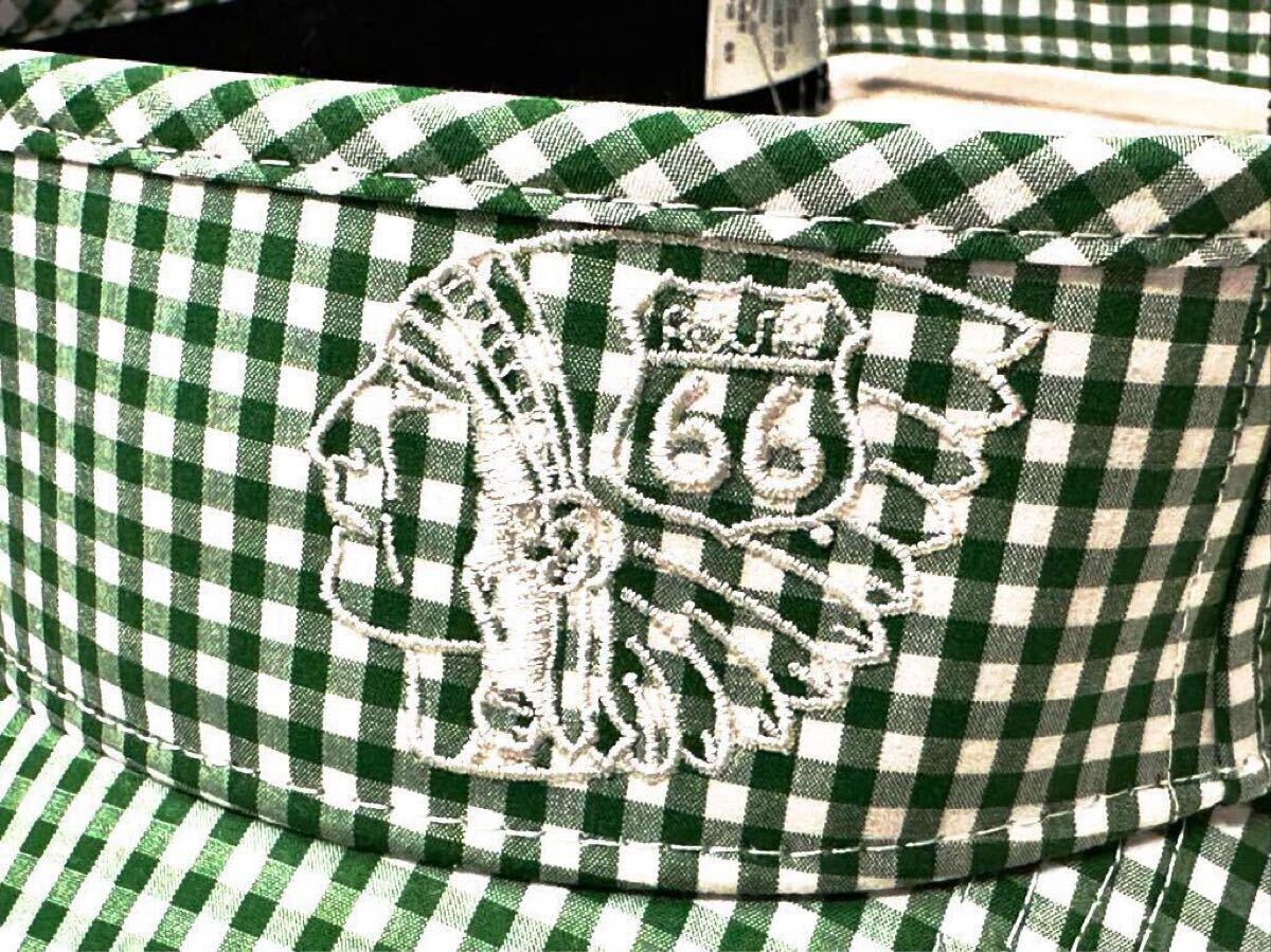 (送料無(wú)料)新品未使用品 ROUTE66 ルート66 by プロヴァンス GREEN チェック サンバイザー◎FREEサイズ57?60㎝