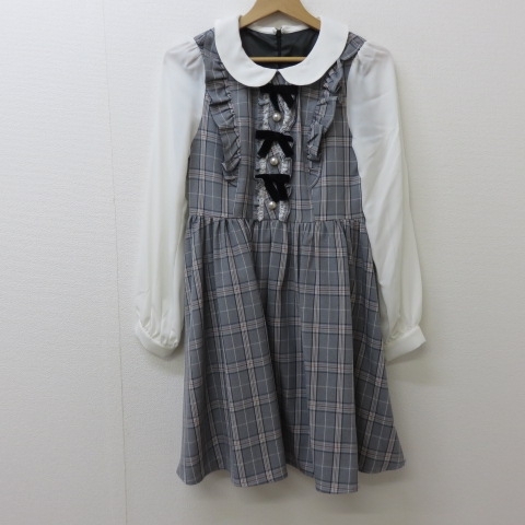 X831★Ankrouge/アンクルージュ チェック柄ワンピース M 2/21★A