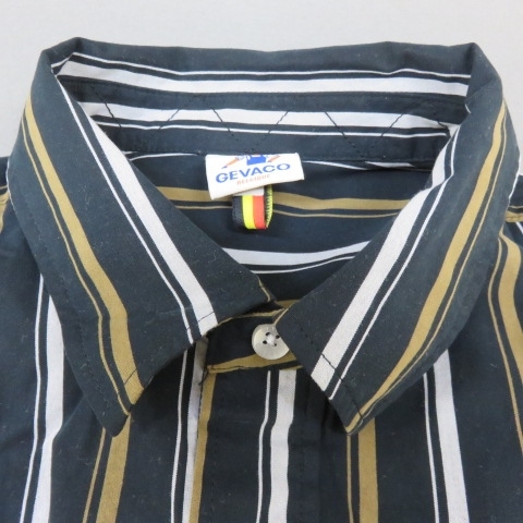 W341★GEVACO/ゲバコ ストライプ 長(zhǎng)袖シャツ 38 1/9★A
