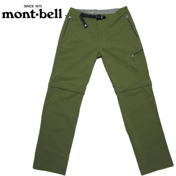 【モンベル　mont-bell】 2WAY　コンバーチブルパンツ　はっ水　サイズM　オリーブ　ストレッチ　登山　アウトドア　春夏