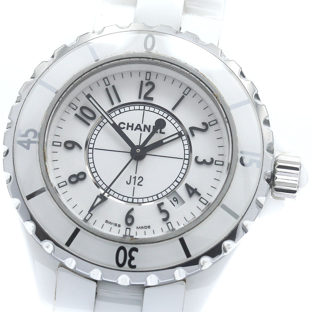 シャネル CHANEL H0968 J12 33ｍｍ 白セラミック クォーツ レディース _884189