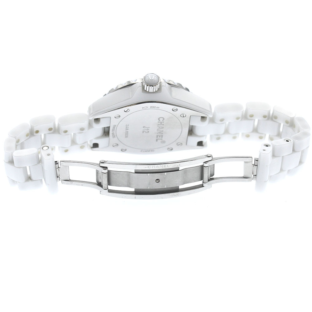 シャネル CHANEL H2010 J12 ピンクサファイアベゼル 白セラミック 12Pダイヤ クォーツ レディース 保証書付き_884494