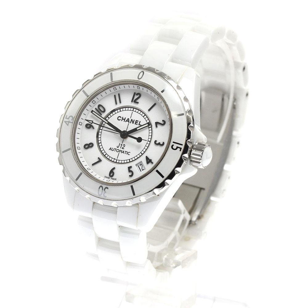 シャネル CHANEL H0970 J12 白セラミック 自動巻き メンズ 良品 箱?保証書付き_880816