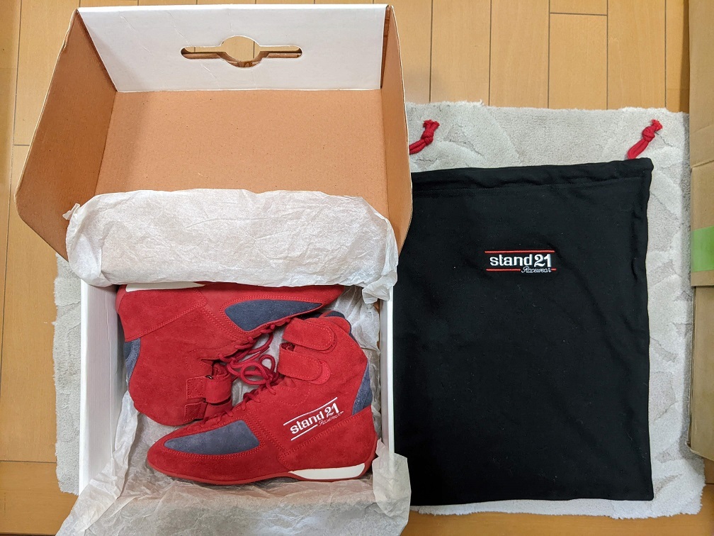 レーシング シューズ (収納バッグ付) / stand21 Le Mans ll / サイズ：24.5cm / 色：レッド?グレー