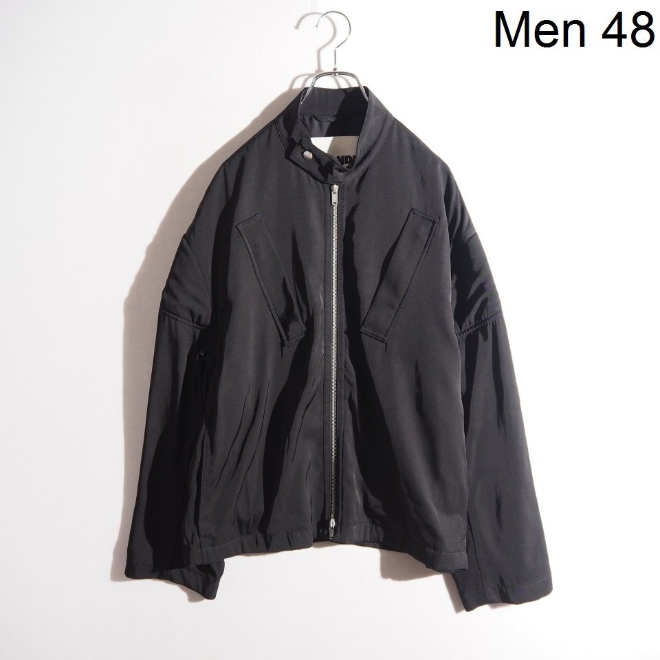 P6939P　▼JIL SANDER ジルサンダー▼　23AW レーヨンツイル ジップ ブルゾン ブラック 48 / ジャケット J21BN0127 黒 春秋 rb mks