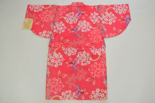 子ども お子様用 浴衣 女の子　仕立て上がり プレタ 女児 ゆかた　可愛い 小桜 ピンク　90サイズ（90～100ｃｍ） kodomoyukata-011
