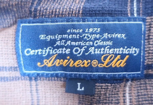 2-1280B/AVIREX コットン リネン チェックシャツ アヴィレックス