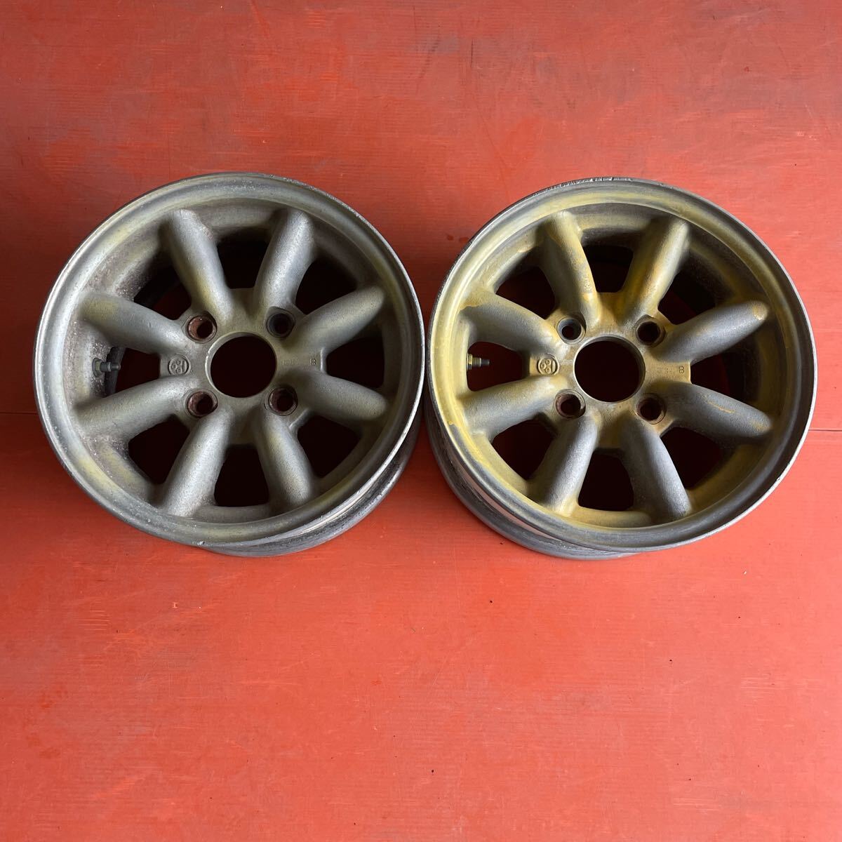 深リム　WATANABE ワタナベ Bタイプ　13×6J ET+25(実測) PCD110-4穴　ハブ徑約67mm アルミホイール2本セット