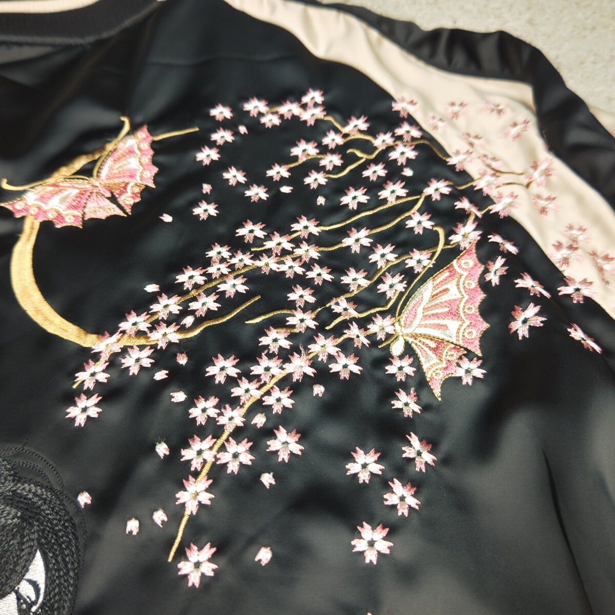 抜刀娘 舞桜妃那 スカジャン 黒×金 ブラック×ゴールド 3L XXL 和