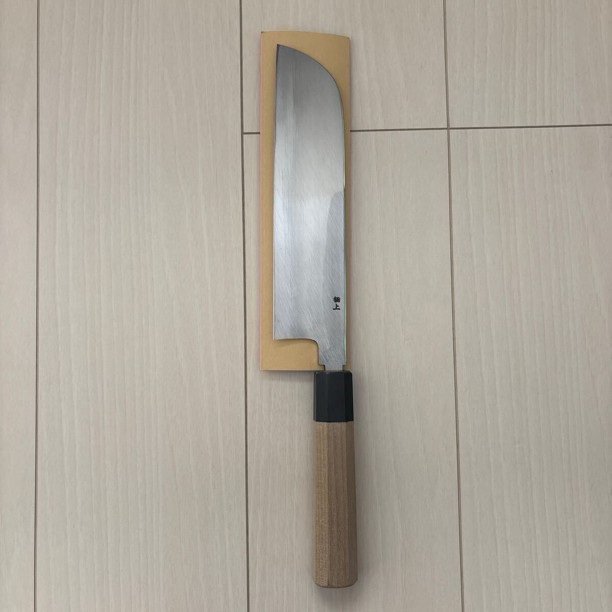 鎌型薄刃 堺吉信作 白八角柄 白鋼 225mm マチ_画像3