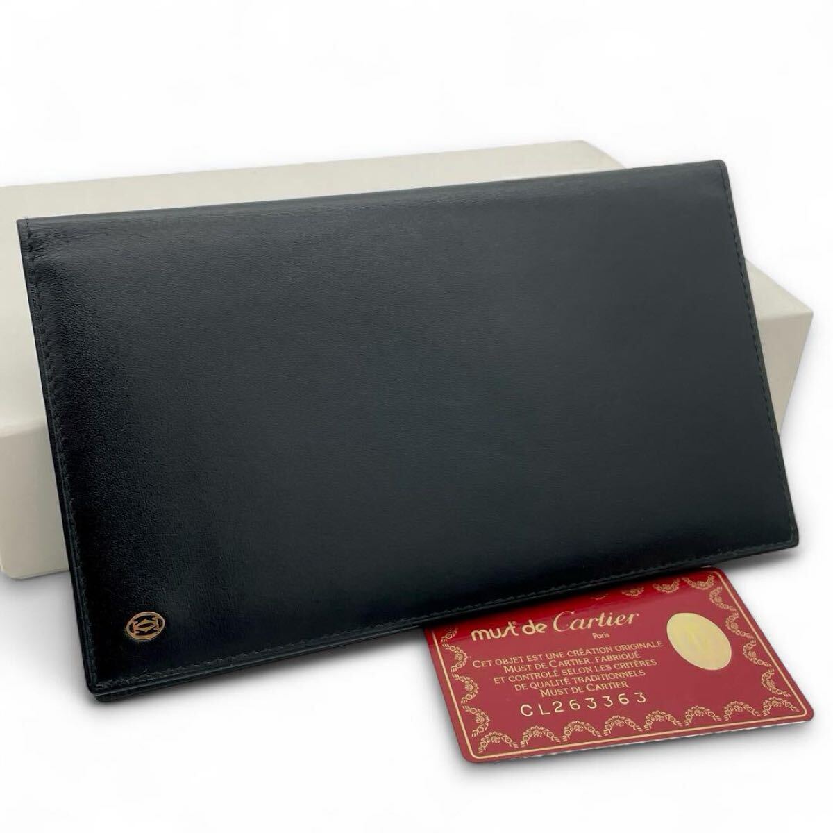 Cartier カルティエ 2つ折り札入れ パシャ 財布 箱付 ブラック