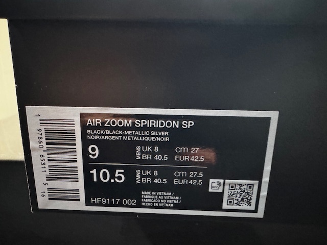 【新品未使用】★ ナイキ エアズーム スピリドン SP ブラック　AIR ZOOM SPIRIDON SP 27㎝★_画像3