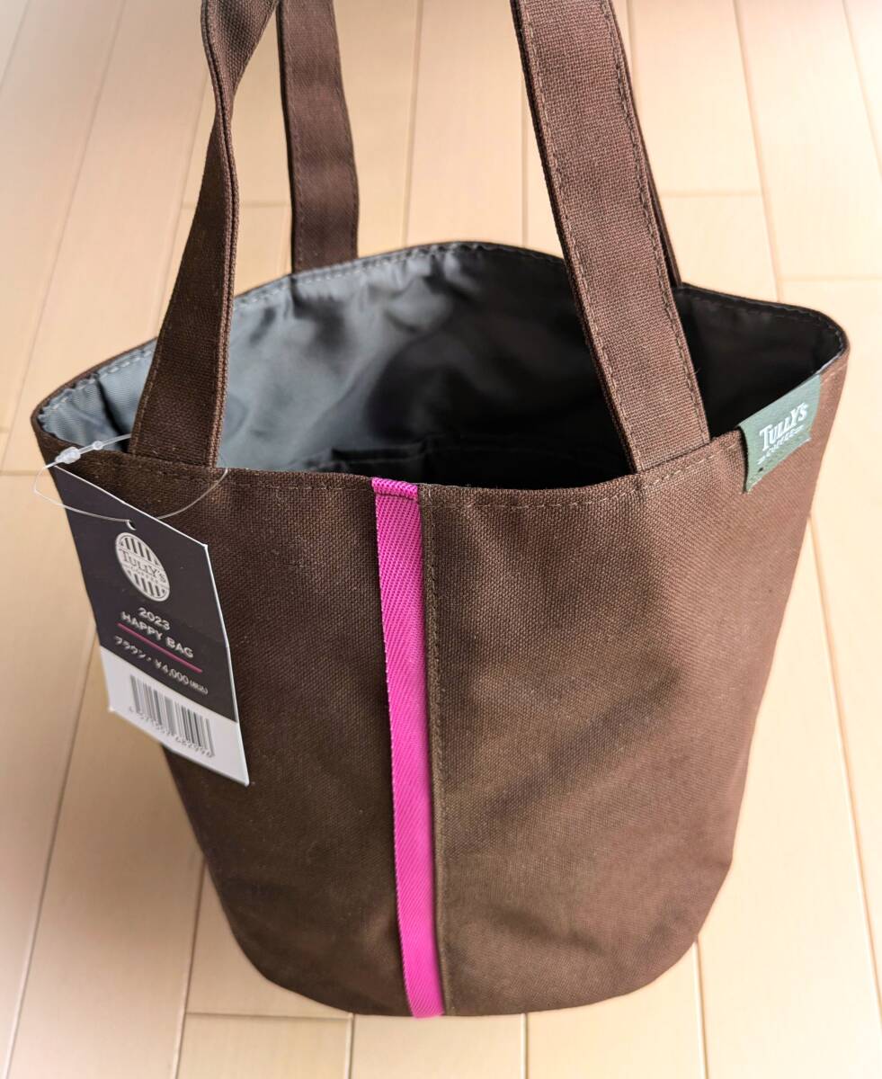 【TULLY'S タリーズ】トートバッグ　2023年　HAPPY BAG 福袋　ブラウン　30×22.5cm　マチ17cm_画像2