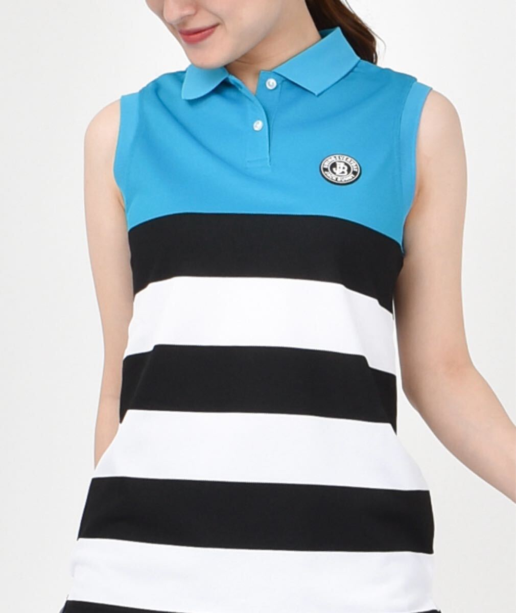ジャックバニー パネルボーダーカノコポロシャツ　263-3160626 ノースリーブポロシャツ ゴルフウェア 1（M）レディース ターコイズ