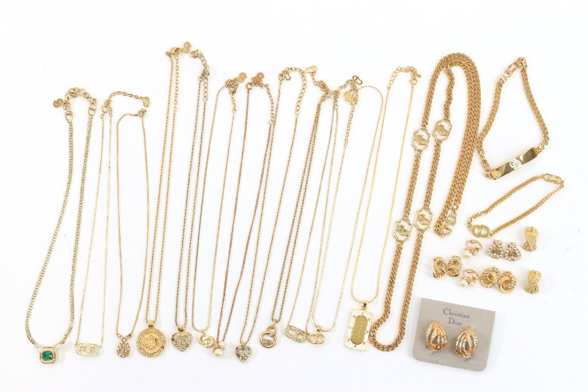 【21點】ChristianDior クリスチャンディオール ネックレス ペンダント イヤリング ブレスレット アクセサリー まとめ売り 6503-A①