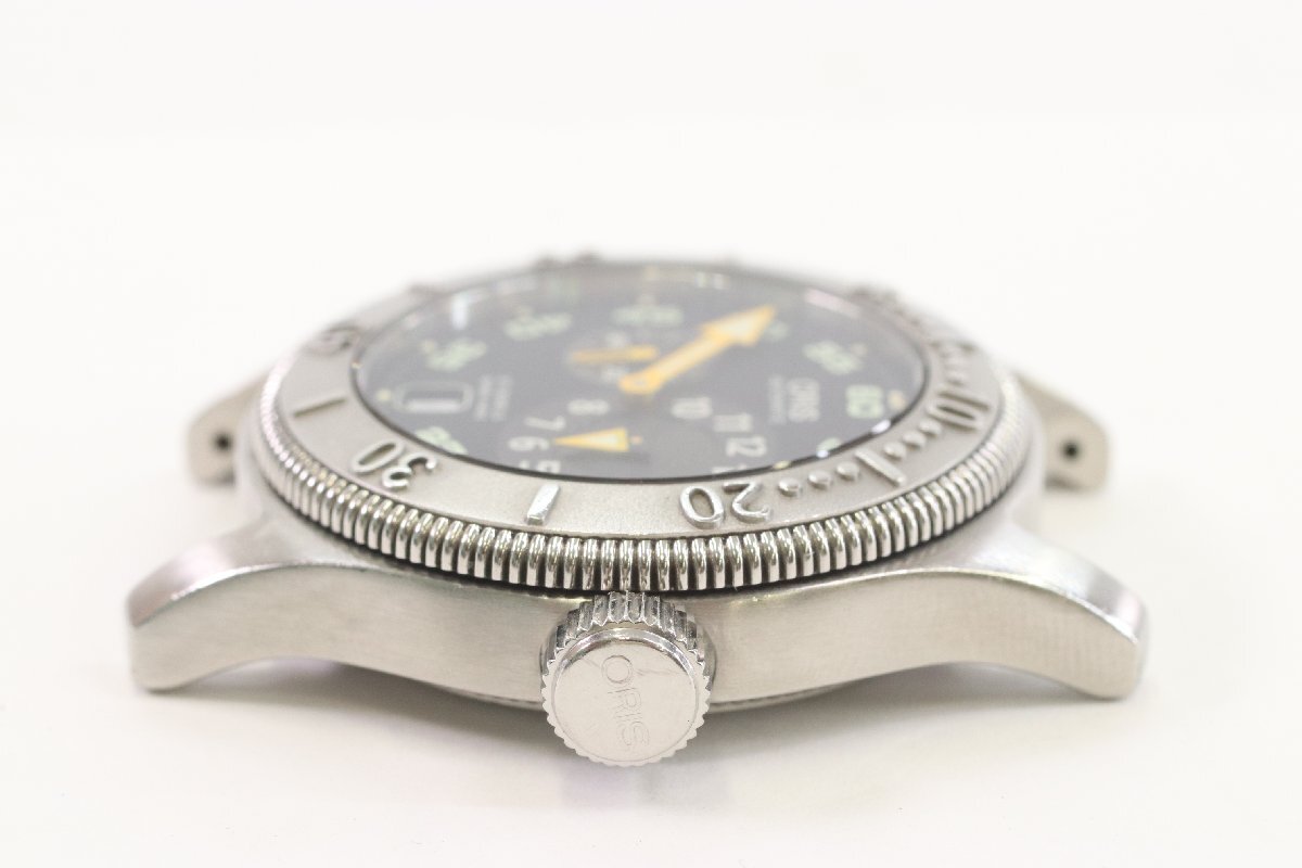 ORIS オリス 7502 ビッグクラウン ダイバー 200ｍ 自動巻き デイト メンズ 腕時計 黒文字盤 シルバーカラー フェイスのみ 稼働品 7412-HA