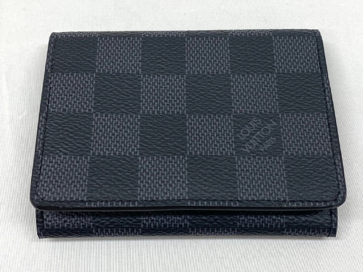 極美品◇LOUIS VUITTON ルイヴィトン ダミエ グラフィット アンヴェロップ?カルトドゥヴィジット カードケースICチップ內(nèi)蔵 ◇N63338
