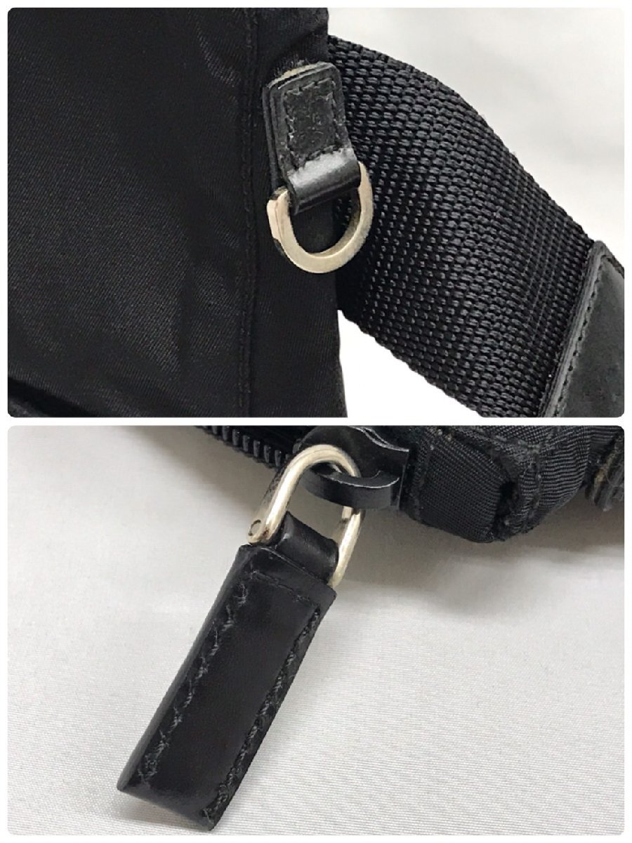 ◇◇PRADA プラダ 三角ロゴプレート ナイロン ボディバッグ ウエストポーチ 黒 マザーバッグ 軽量バッグ レデイース メンズ◇◇