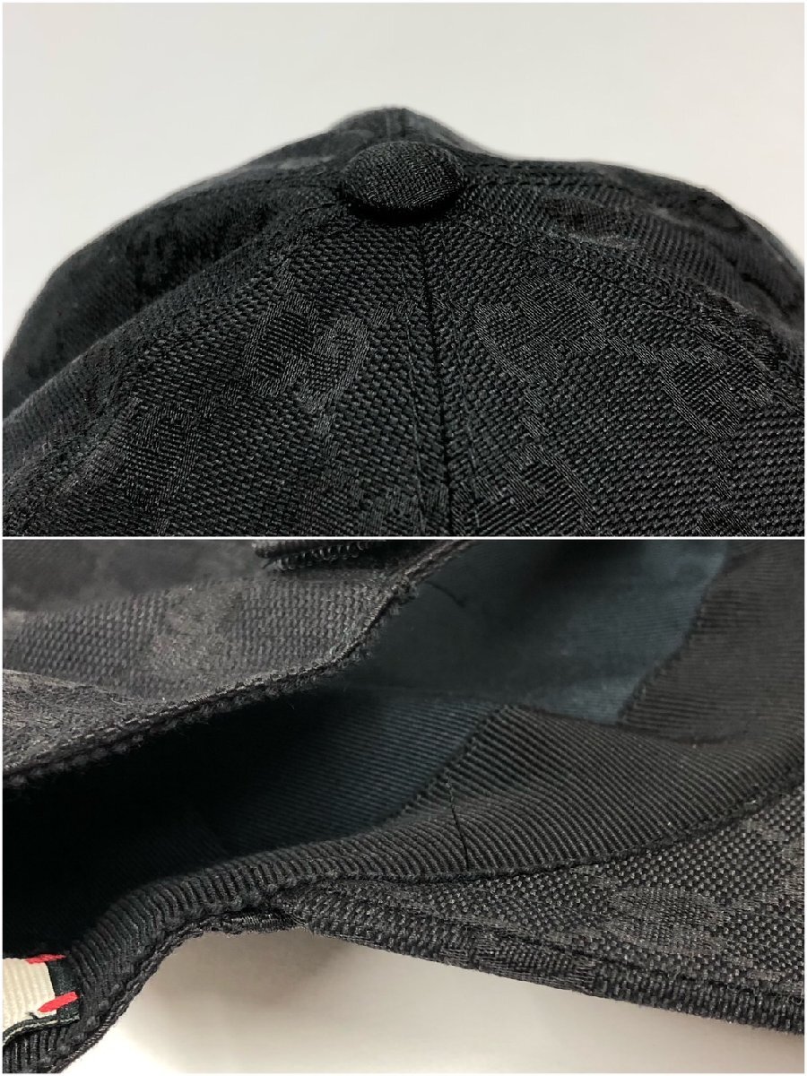 ▽▼割と美品 GUCCI グッチ キャップ ベースボール GG柄 黒 ワッペン ゴールド サイズL 59㎝▼▽