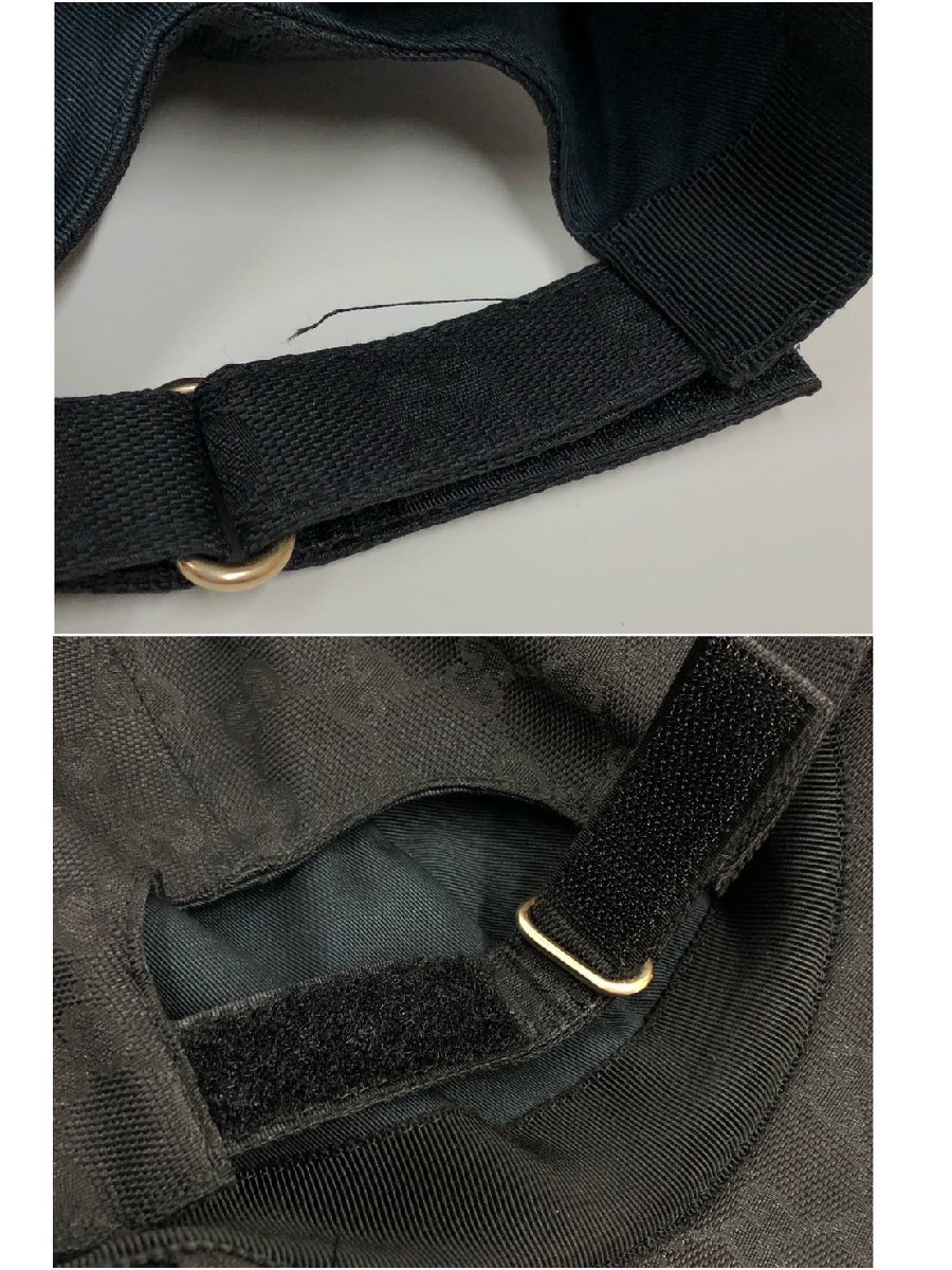 ▽▼割と美品 GUCCI グッチ キャップ ベースボール GG柄 黒 ワッペン ゴールド サイズL 59㎝▼▽