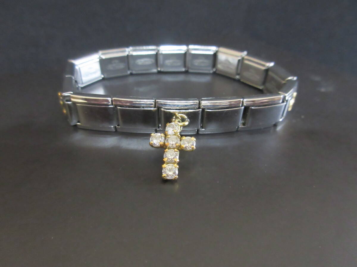 ＊100円～【vivieffe NARA】ITALY ナラカミーチェ メッサジオ チャーム パーツ 16コマ 磁気ブレスレット 全長(zhǎng) 約18cm 伸縮可能＊T-81