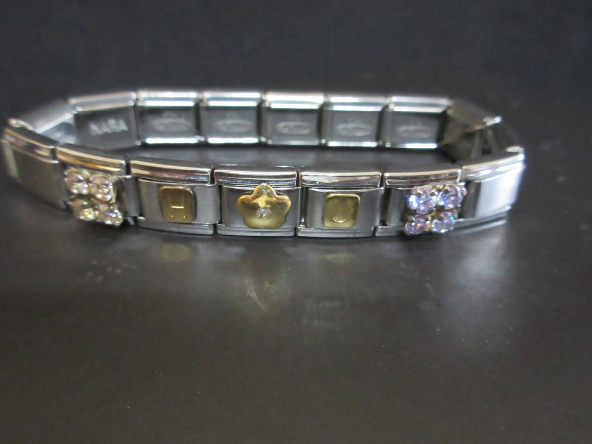 ＊100円～【vivieffe NARA】ITALY ナラカミーチェ メッサジオ チャーム パーツ 16コマ 磁気ブレスレット 全長(zhǎng) 約18cm 伸縮可能＊T-81