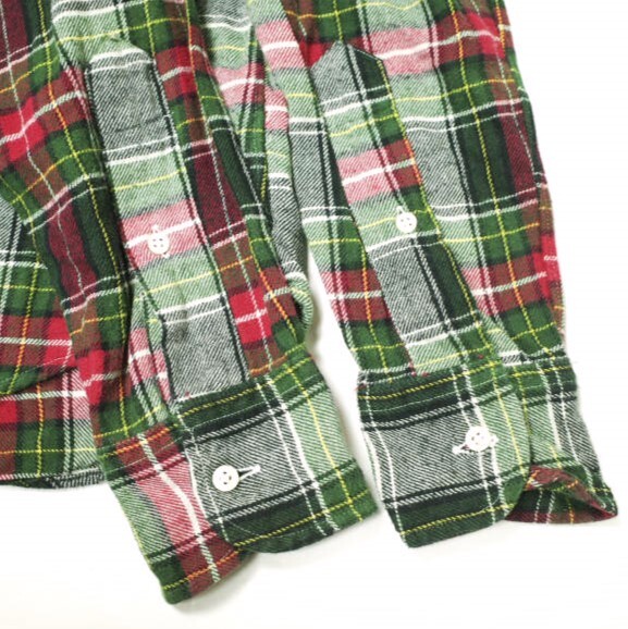 INDIVIDUALIZED SHIRTS インディビジュアライズドシャツ マドラスチェックコットンフランネルBDシャツ 141/2(32) STANDARD FIT GREEN/RED