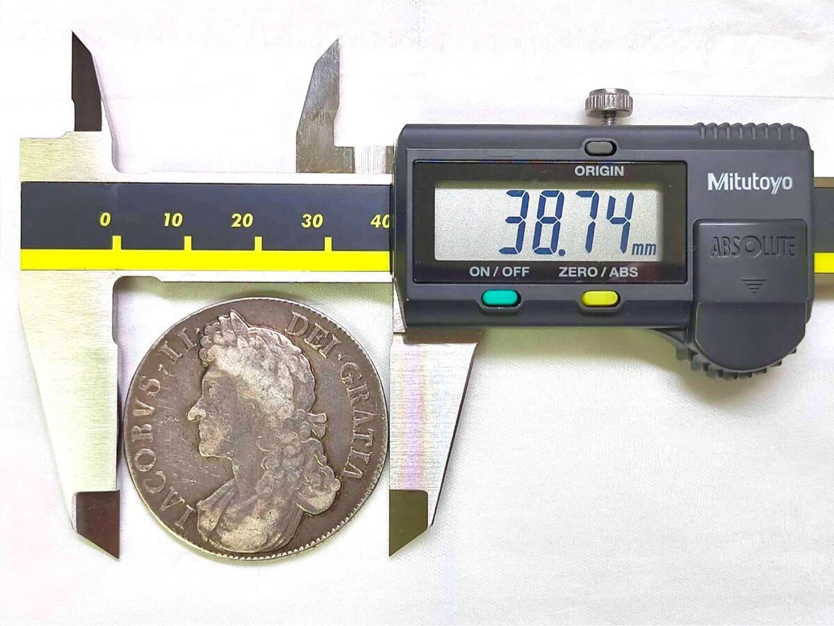 古銭 クラウン銀貨 ジェームズ2世 1688年 イギリス 貨幣 硬貨