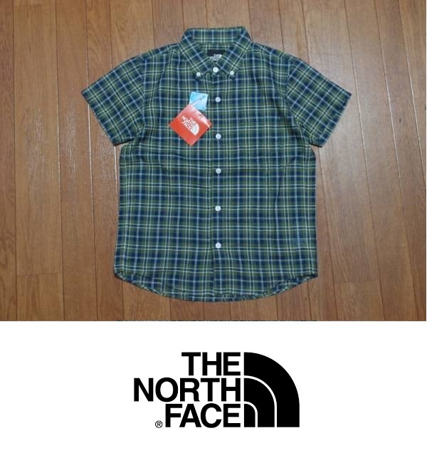 【送料無料】新品 ノースフェイス COOL MAX チェック 半袖 BDシャツ グリーン 120 NRJ21502 S/S RAMIE SHIRT