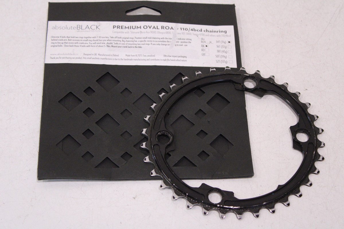 ☆A(yù)bsoluteBlack アブソリュートブラック PREMIAM OVAL ROAD 34T BCD 110mm 4ARM 楕円チェーンリング