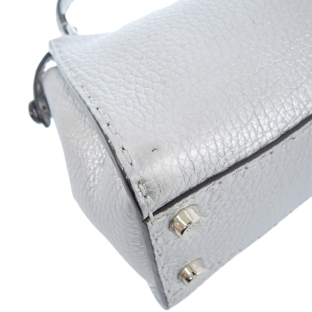 【中古】FENDI フェンディ セレリア ピーカブースモール 2WAY ハンドバッグ ショルダーバッグ シルバー レザー レディース【質(zhì)屋】