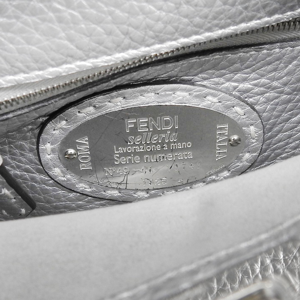 【中古】FENDI フェンディ セレリア ピーカブースモール 2WAY ハンドバッグ ショルダーバッグ シルバー レザー レディース【質(zhì)屋】