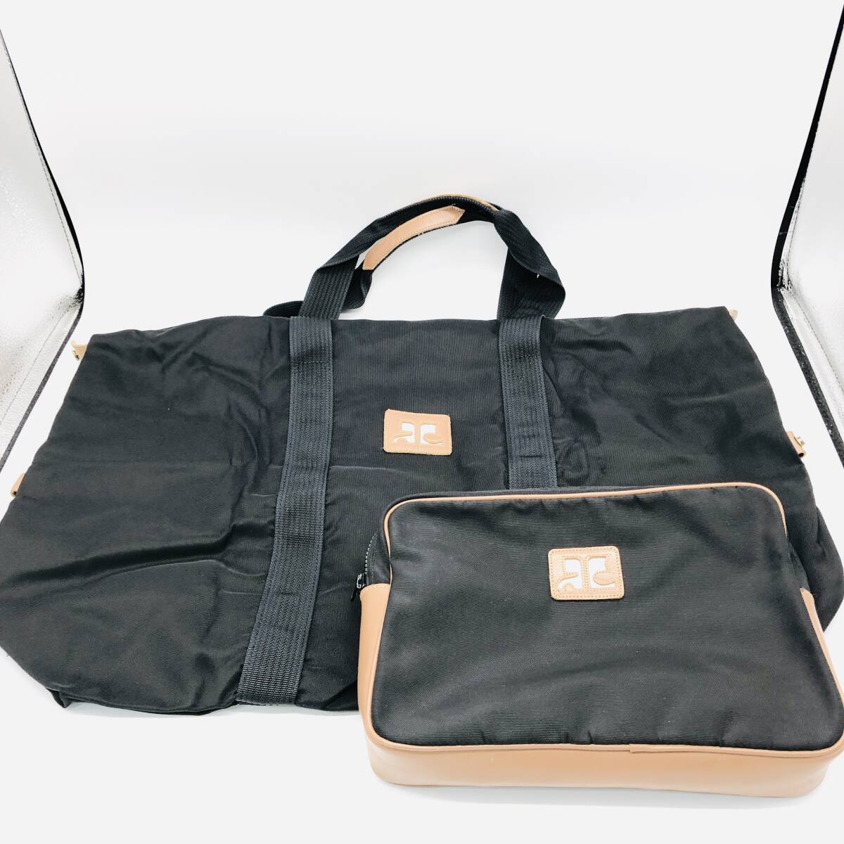 【保管品】Courreges クレージュ ボストンバッグ トラベルバッグ 旅行バッグ ハンドバッグ バッグ 鞄 ブラック系 / io-5433-sw