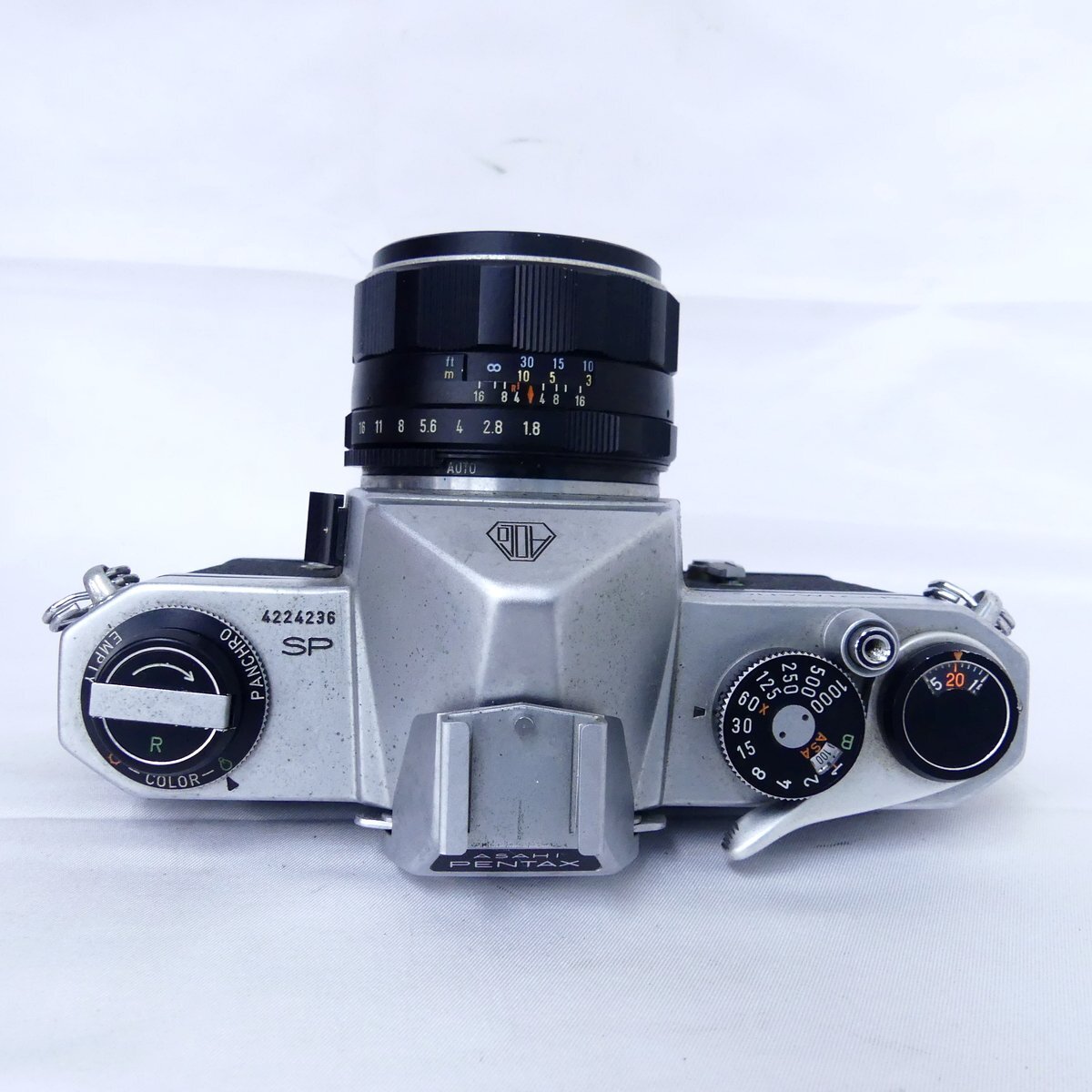ペンタックス SPOTMATIC シルバーボディ + Super-Multi-Coated TAKUMAR f1.8 55mm フィルムカメラ 空シャッターOK USED /2505C