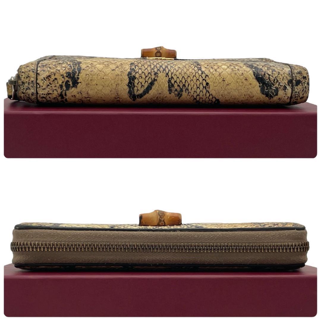 ★【極美品】グッチ GUCCI パイソン バンブー ラウンドファスナー長財布 メンズ レディース 658634★