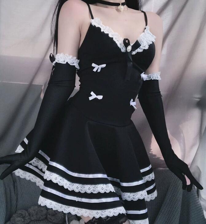 新入荷推薦超セクシー 美乳誘惑悩殺メイド服制服超ミニ【メイド服4點セット】ワンピース コスプレ衣裝 ベビードール 可愛い ミニスカート